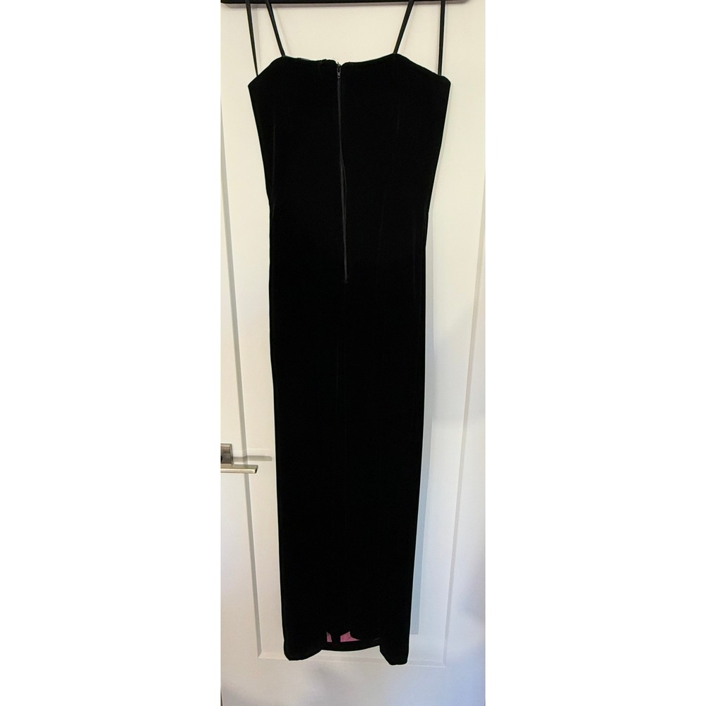 Glam Ann Taylor Black Silk Blend Velvet Strapless Maxi Dress Pink Lining Size 8